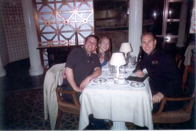 **6/5/2003**
Dan, me, and Josh at David's Supper Club (the fine dining restaurant on the Pride)