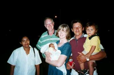Mike, Susan, Santiago and his family (4/12/02)