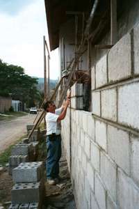 Gary working on the wall (4/12/02)