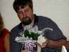 Mike arranges the ribbons for the bridal bouquet