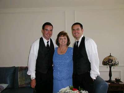 Craig, mom and Marc posing for one more picture before the wedding ceremony.