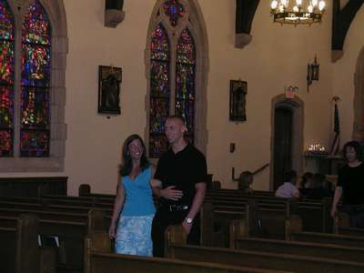 Shannon and Jake leaving the church after the rehearsal.