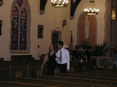 Julie and Alec practicing their entrance for the ceremony.