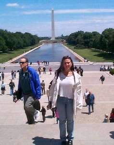Jen in front of the Reflecting Pool