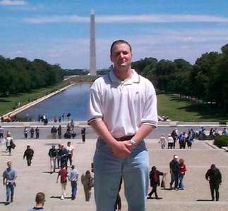 Mike in front of the Reflecting Pool