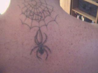 Scott's new tatoo he got in Gatlinburg. A spider and web with Kristy's name it.