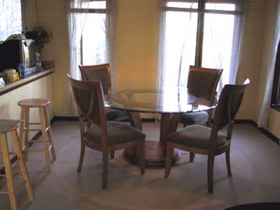 Dining room, with new carpet.
