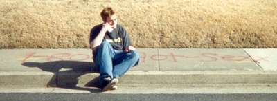 February 2000
Inside joke-spray paint on the sidewalk...hmmm....