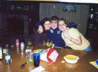 Melissa, Alyson and Lisa celebrating my acceptance to graduate school. (March 2000).