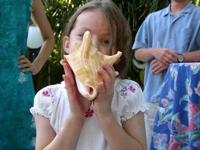 Conch blowing champ!