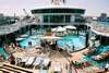 The main pool on deck 11 with seats on decks 12 and 13. The windows above is a bar called Dizzy's on deck 14